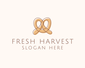 Brown Pretzel Line Art logo design