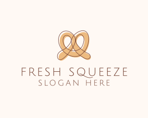 Brown Pretzel Line Art logo design