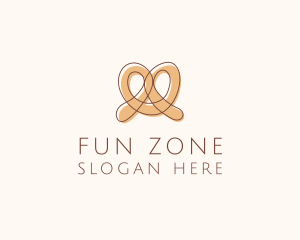 Brown Pretzel Line Art logo design