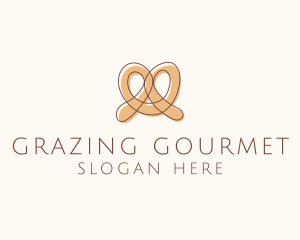 Brown Pretzel Line Art logo design