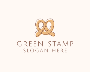 Brown Pretzel Line Art logo design