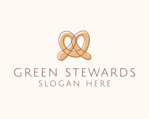 Brown Pretzel Line Art logo design