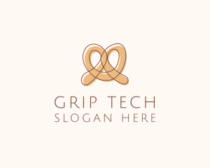 Brown Pretzel Line Art logo design