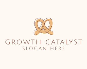 Brown Pretzel Line Art logo design