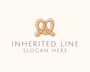 Brown Pretzel Line Art logo design