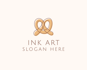 Brown Pretzel Line Art logo design