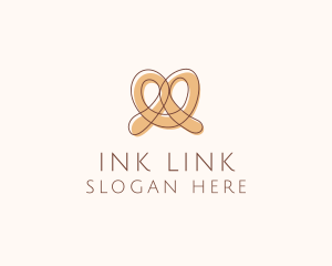 Brown Pretzel Line Art logo design