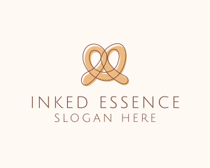 Brown Pretzel Line Art logo design