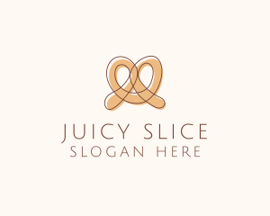 Brown Pretzel Line Art logo design