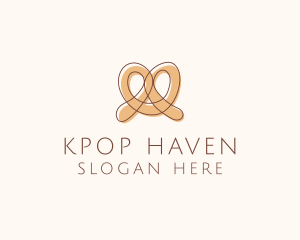 Brown Pretzel Line Art logo design