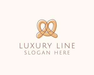 Brown Pretzel Line Art logo design