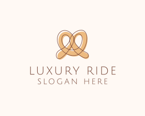 Brown Pretzel Line Art logo design