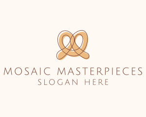 Brown Pretzel Line Art logo design