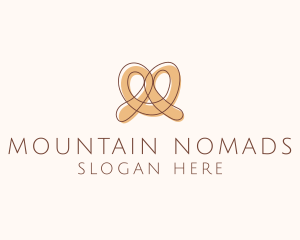 Brown Pretzel Line Art logo design