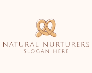 Brown Pretzel Line Art logo design