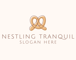 Brown Pretzel Line Art logo design