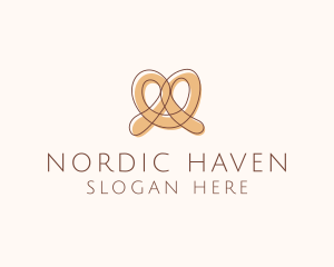 Brown Pretzel Line Art logo design