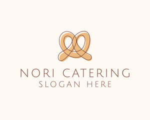 Brown Pretzel Line Art logo design