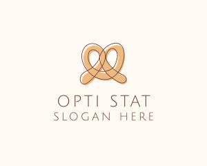 Brown Pretzel Line Art logo design