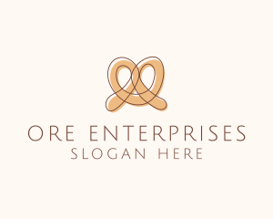 Brown Pretzel Line Art logo design