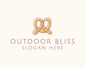 Brown Pretzel Line Art logo design