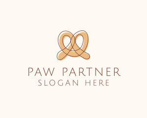 Brown Pretzel Line Art logo design