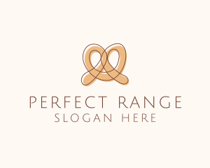 Brown Pretzel Line Art logo design