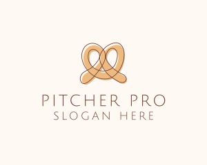 Brown Pretzel Line Art logo design