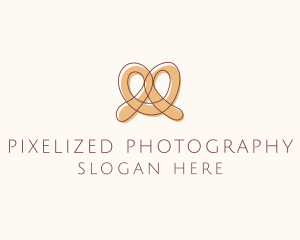 Brown Pretzel Line Art logo design