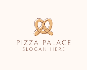 Brown Pretzel Line Art logo design