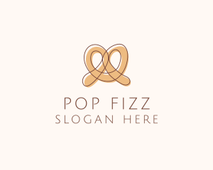 Brown Pretzel Line Art logo design