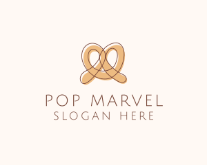 Brown Pretzel Line Art logo design