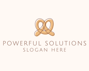 Brown Pretzel Line Art logo design