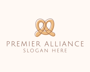 Brown Pretzel Line Art logo design