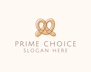 Brown Pretzel Line Art logo design