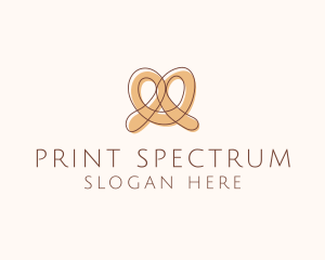 Brown Pretzel Line Art logo design