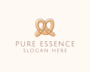 Brown Pretzel Line Art logo design