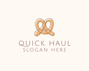 Brown Pretzel Line Art logo design