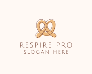 Brown Pretzel Line Art logo design