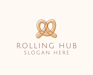 Brown Pretzel Line Art logo design