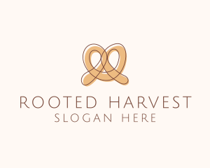 Brown Pretzel Line Art logo design