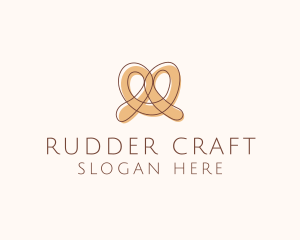 Brown Pretzel Line Art logo design