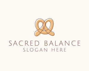 Brown Pretzel Line Art logo design