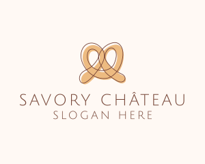 Brown Pretzel Line Art logo design