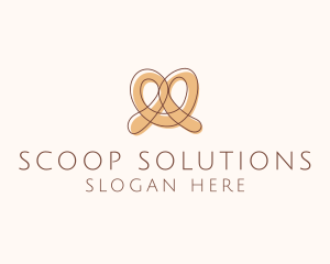 Brown Pretzel Line Art logo design