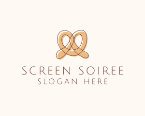 Brown Pretzel Line Art logo design