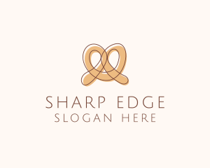 Brown Pretzel Line Art logo design