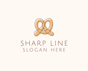 Brown Pretzel Line Art logo design