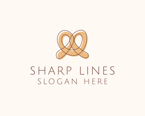 Brown Pretzel Line Art logo design