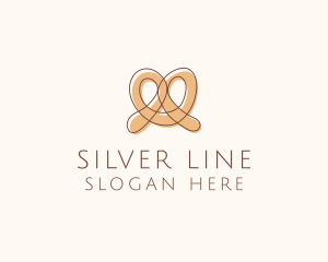 Brown Pretzel Line Art logo design